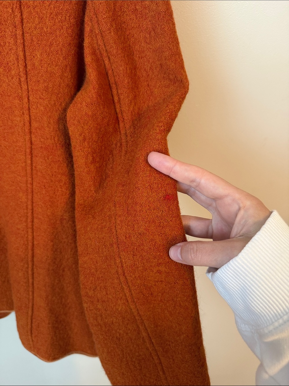 J.Peterman 100% Wool Button Up Coat Jacket Blazer Velvet Piping Orange Rust Sz 8 - Picture 7 of 8